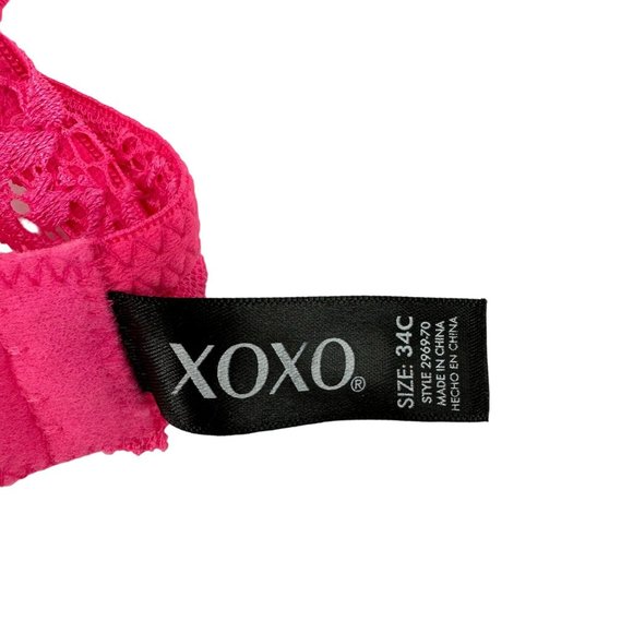 XOXO Womens Pink Heart Valentine Lace Padded Plunge Underwire Bra Sz 34C - Picture 6 of 7